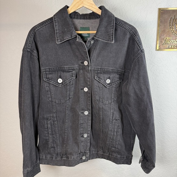 wild fable Jackets & Blazers - Wild Fable Womens Washed Black Denim Trucker Jacket XS Relaxed Fit 100% Cotton